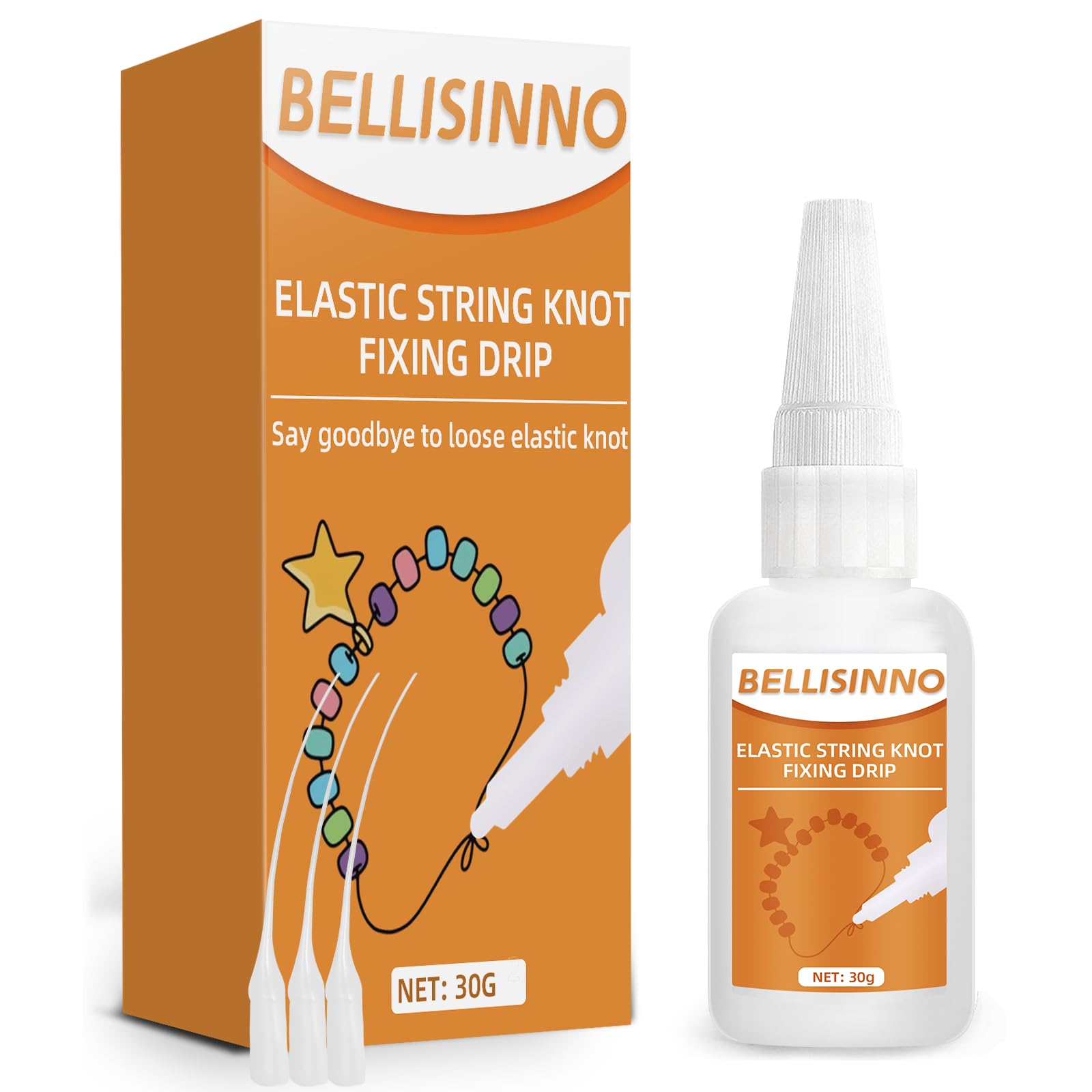 Bracelet Strings Professional Elastic String Knot Fixing Drip, Clear Bracelet Glue for Elastic String, Keep Stretchy Bracelet String Stay Perfectly Tied for Clay Beads, Jewelry Making Supplies (30g×1)