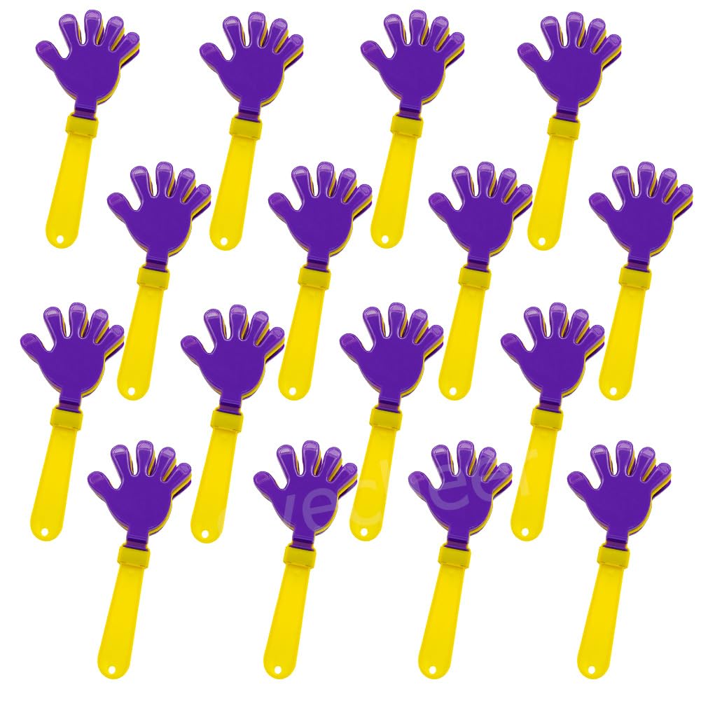 Lovecheer 16PCS Hand Clappers Purple and Yellow Cheer Clapper Noisemakers for Sporting Events Basketball Hockey Football Supporting Team