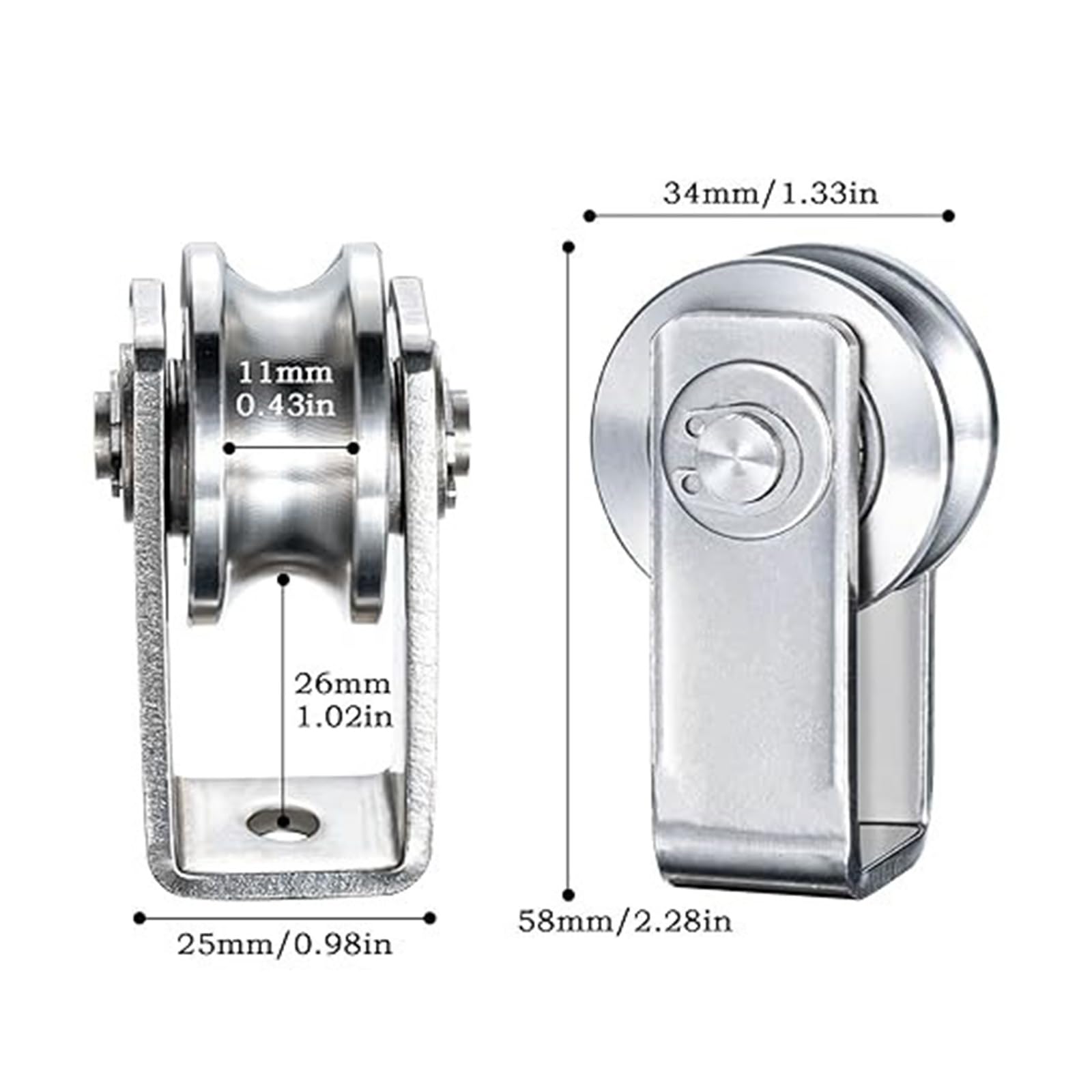 Puleggia guida a U Set 4 ruote in acciaio inossidabile, hardware supportato da cuscinetti per percorso della corda in spazi ristretti Ruota guida della puleggia della corda Puleggia servizio