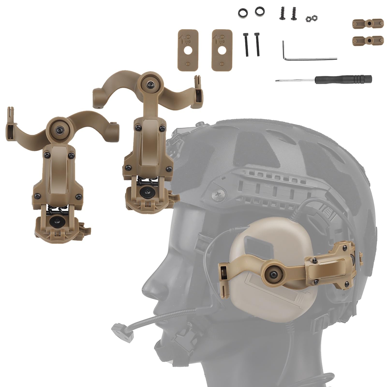 TACWJDM ARC Rail Adapter For M32 M31 Tactical Headset Compatible With Ops-Core Fast ACH ARC Rail Mounting, Helmet Headphone Accessories(Brown)