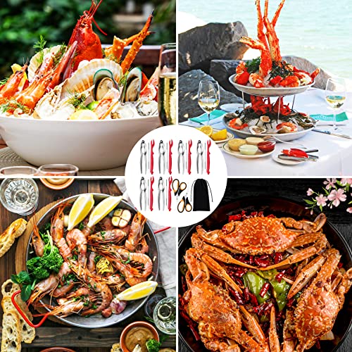 Seafood Cracker Tools, 21 Pcs Crab Leg Crackers And Tools, 6 Crab Crackers, 6 Crab Leg Forks/Picks, 6 Lobster Shellers, 2 Seafood Scissors & 1 Storage Bag, Mobzio Portable Seafood Boil Party Supplies #TOP6