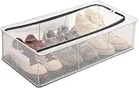 Organizador de Sapatos Transparente com Zíper Frontal Caixa Organizadora Empilhável 60x30x15cm para Closet e Armário (1)