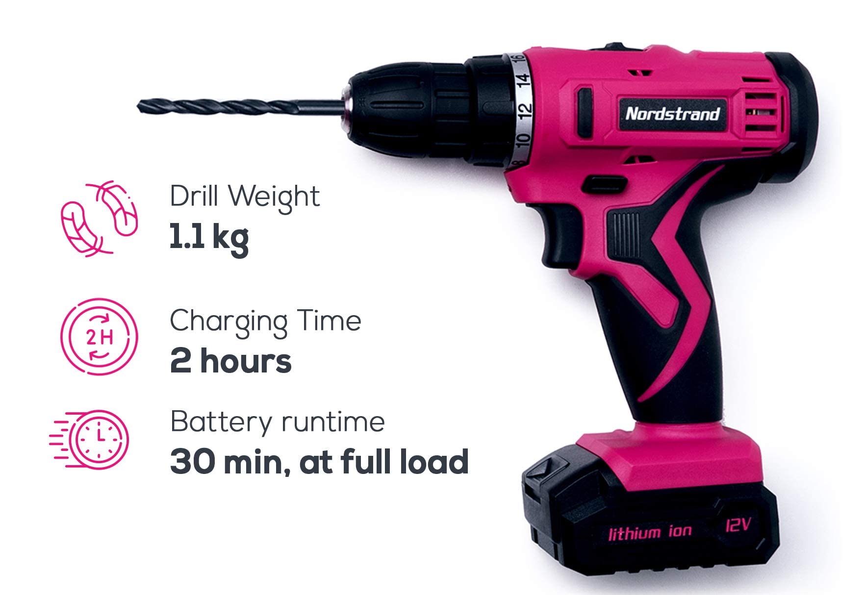 Pink Cordless Drill Set - Electric 