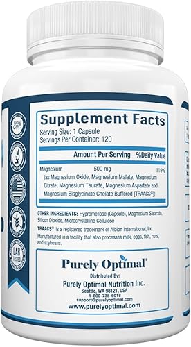 Miniatura 8 de Complejo de magnesio de alta calidad - Citrato de magnesio malato taurato óxido aspartato quelato de bisglicinato TRAACS - Máxima absorción