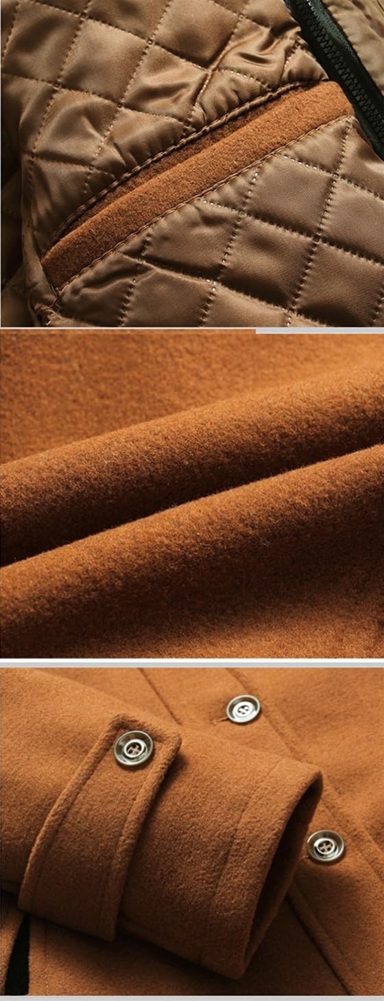 Cappotti Di Lana Da Uomo Trench Corto Invernale Imbottito In Misto Lana Spessa con Colletto Interno Rimovibile Giacche Trench Da Uomo Soprabito Lungo Fino Ai Fianchi Abbigliamento Da Lavoro