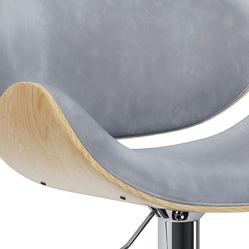 Miniatura 75 de SIMPLIHOME Marana - Taburete de bar giratorio ajustable – Silla tapizada de metal de 33 pulgadas de altura de asiento en piel sintética vegana