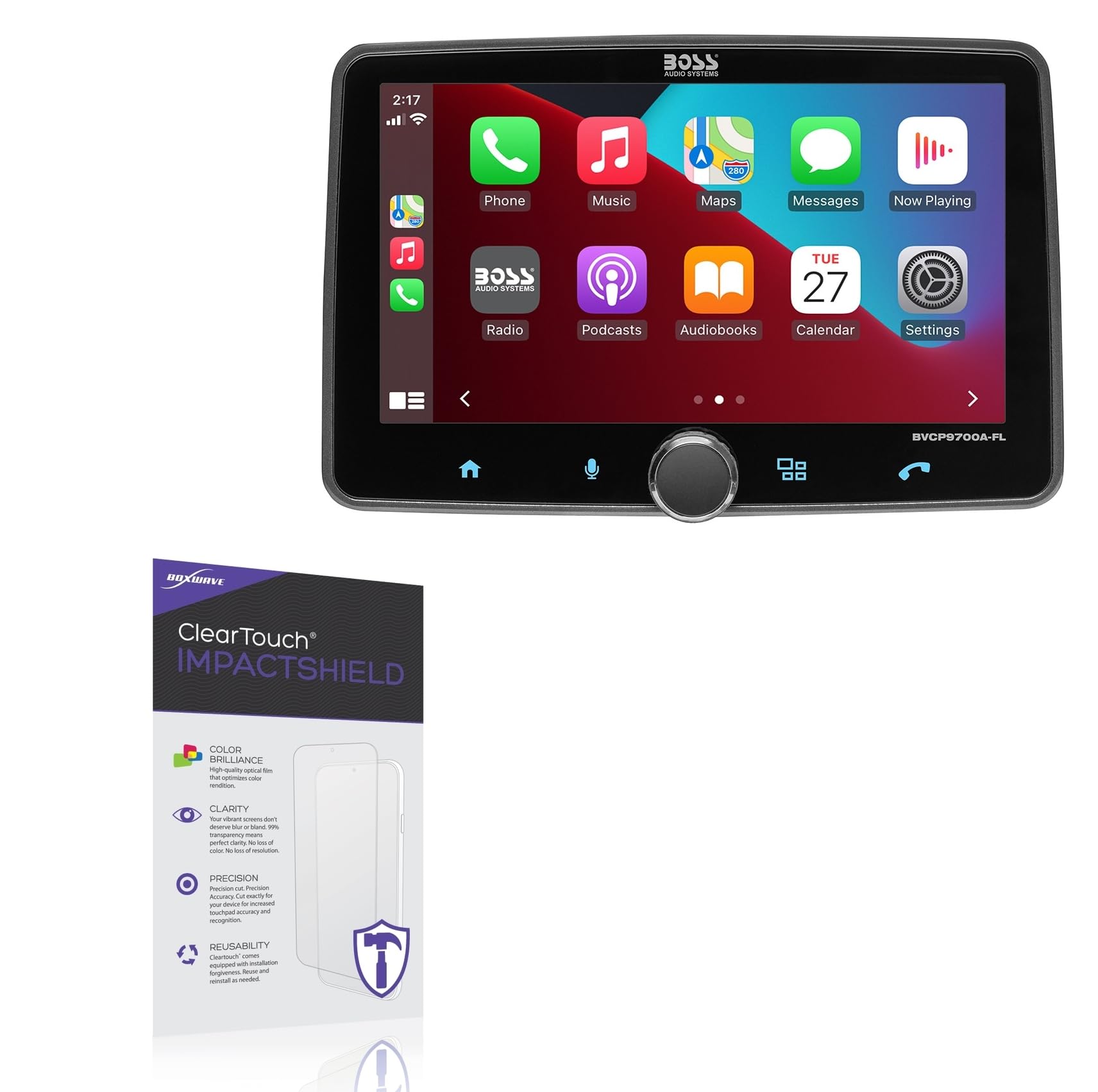 BoxWave Screen Protector Compatible with BOSS Audio BVCP9700A-FL - ClearTouch ImpactShield (2-Pack), Impenetrable Screen Protector Flexible Film