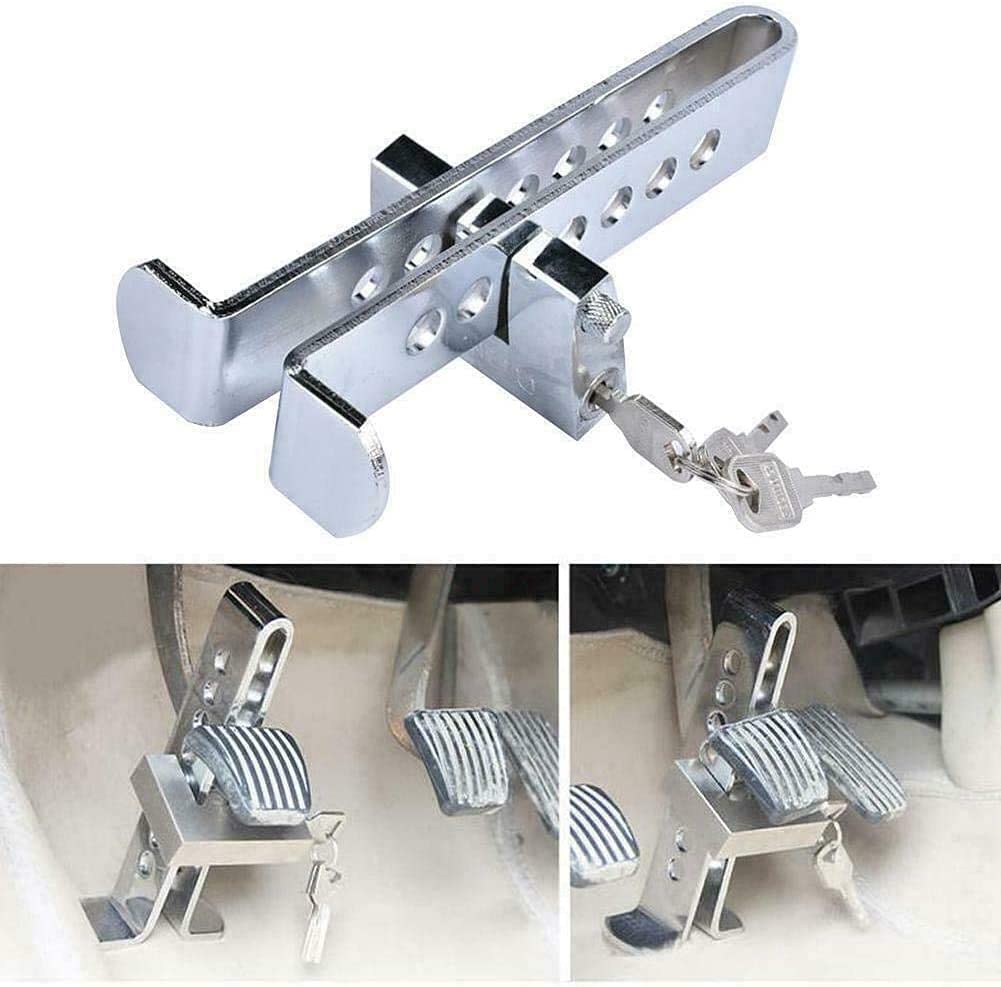 3Dbuyer Copper Car Pedal Locks 8 Holes Clutch Anti-Theft Van Key Tool Vehicle Brake Security Accessories