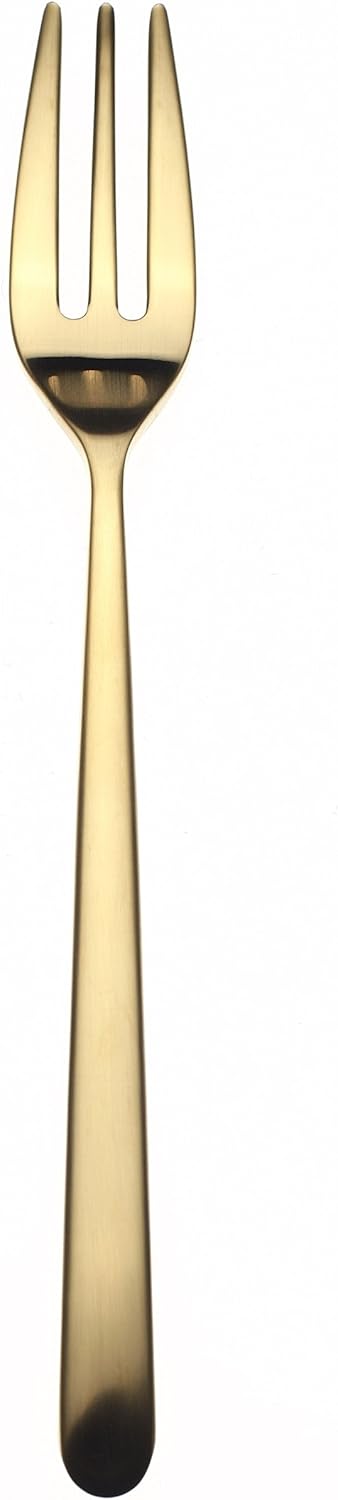 MEPRA Linea "Ice Oro" Cake Fork, Box of 6, Brushed Gold Finish, Dishwasher Safe Cutlery