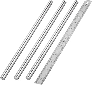 Shenfo Aluminum Rod 3 Pieces 1/2" 6061 Aluminum Round Rod Metal Rods 12"(306mm) Long T6511 Solid Aluminum Bar 0.5"(12.7mm) Diameter with One Rule