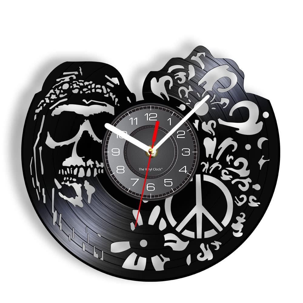 Smotly Vinyl wall clock, skull shaped analog clock, wall decoration clock gift.