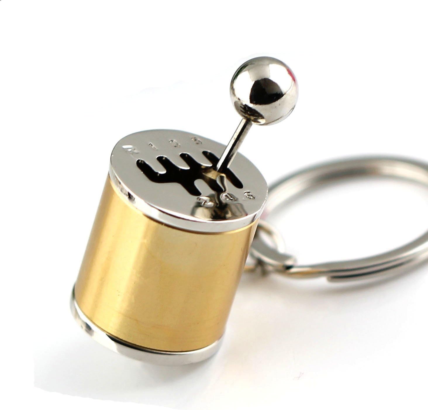 Creative Auto Part Model Six-speed Manual Transmission Shift Lever Keychain Keyring Key Chain Ring Keyrings Keyfob (Gold)