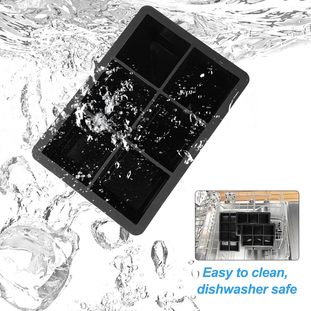Fousenuk Cubiteras para Hielo Grande, Molde de Silicona con Tapa, 3 Piezas para Bebidas Frías