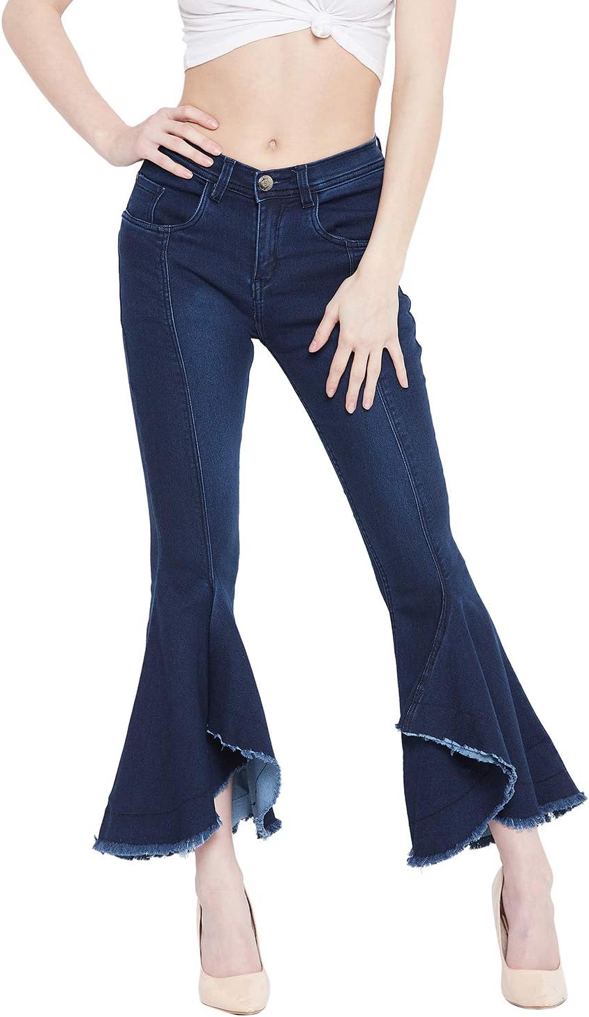 Nifty Women's Denim Stretchable High Rise Flared Jeans