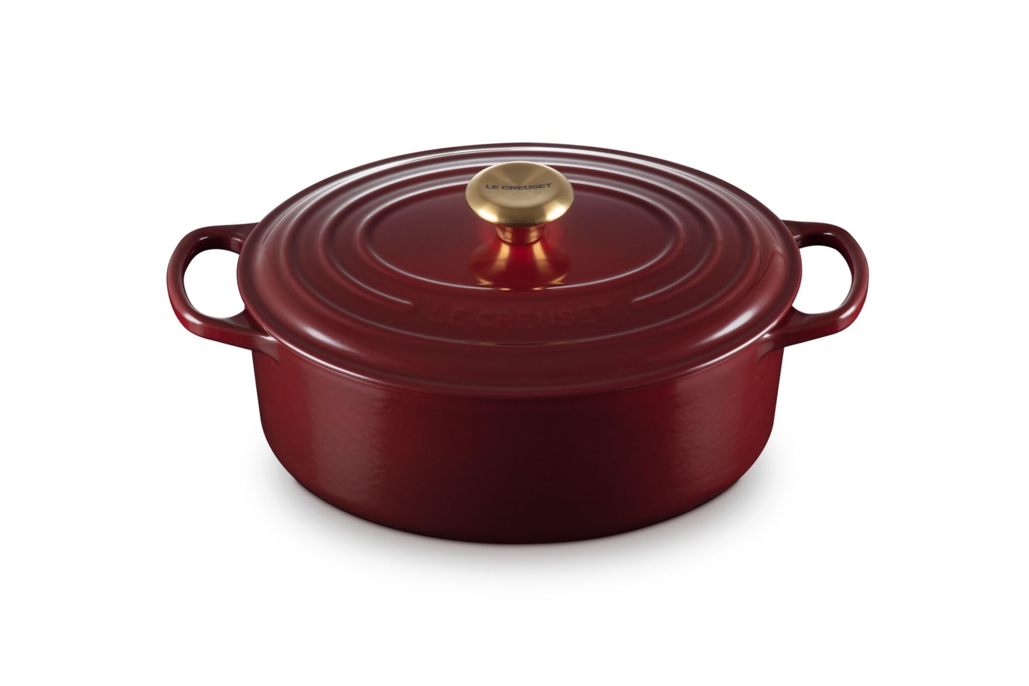 Le Creuset Signature Gusseisen-Bräter mit Deckel, Ø 29 cm, Oval, Für alle Herdarten und Induktion geeignet, Volumen: 4,7 l, Garnet, 21178299494441