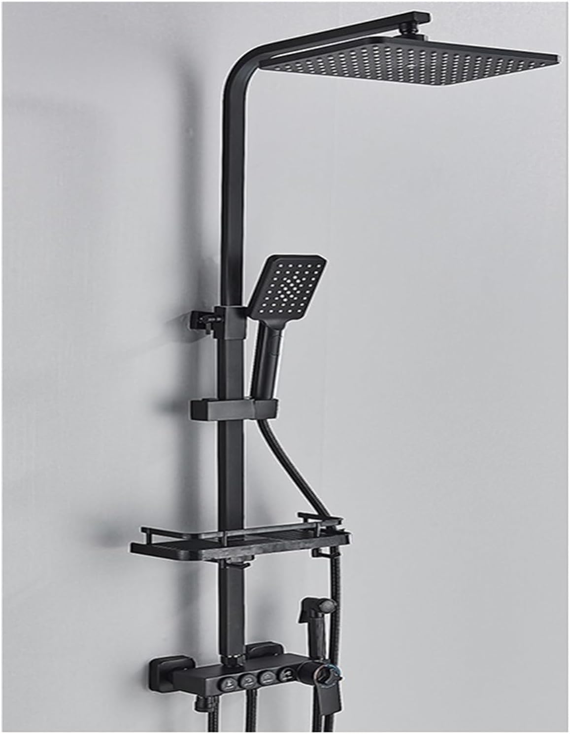 Robinet de douche thermostatique noir et système de douche effet pluie