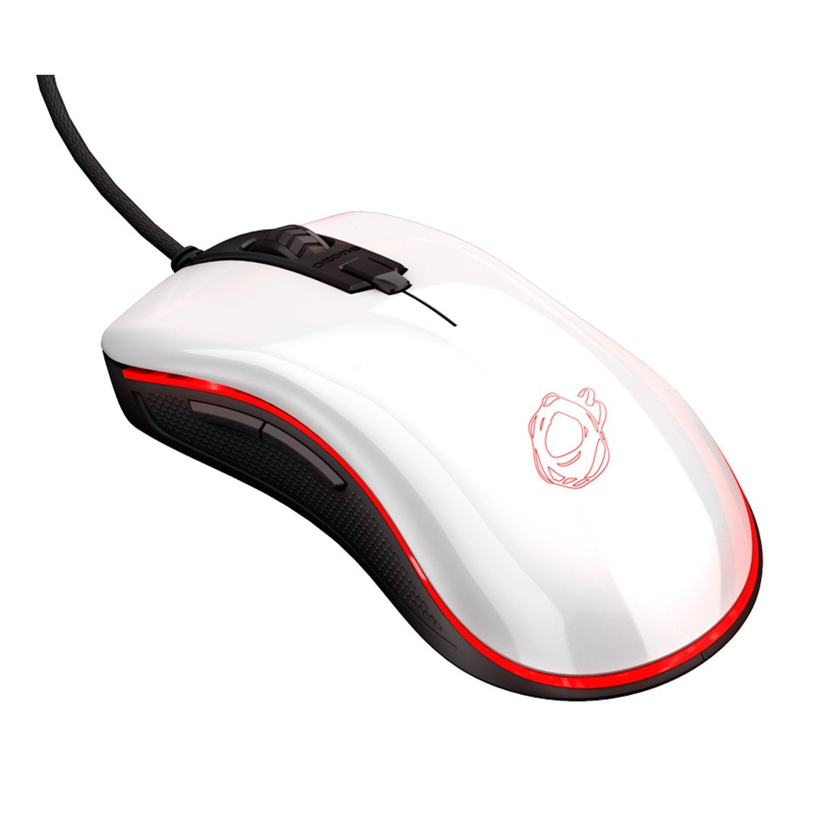 Raton Gaming Ozone NEON M50 - Mouse gaming avanzado - Sensor Optico, Iluminación LED RGB, Tecnología OMRON, DPI 5000 ajustable ,Blanco Brillante