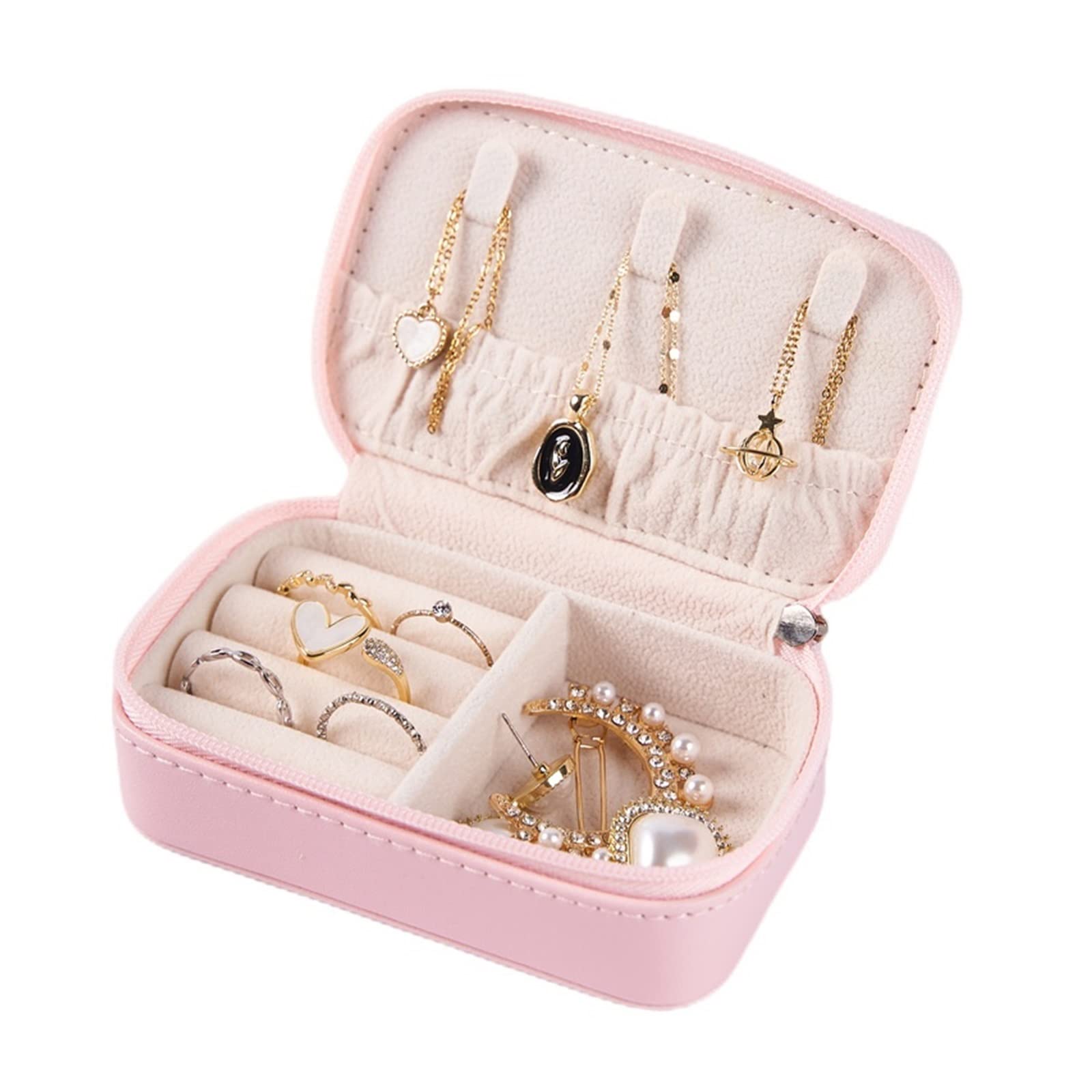 Scatola portagioie Organizzatore di scatole for gioielli, mini scatola for gioielli da viaggio portatile Organizzatore di gioielli in pelle Borsa for gioielli Ragazze Donna Orecchini, collana, braccia
