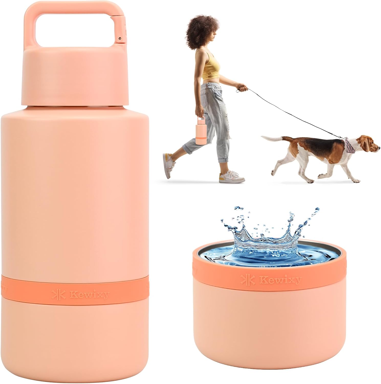 Portable Insulated Dog Water Bottle with Travel Bowl – Leak-Proof Pet Accessory (Coral Sunset) Portable Insulated Dog Water Bottle with Travel Bowl – Leak-Proof Pet Accessory (Coral Sunset)