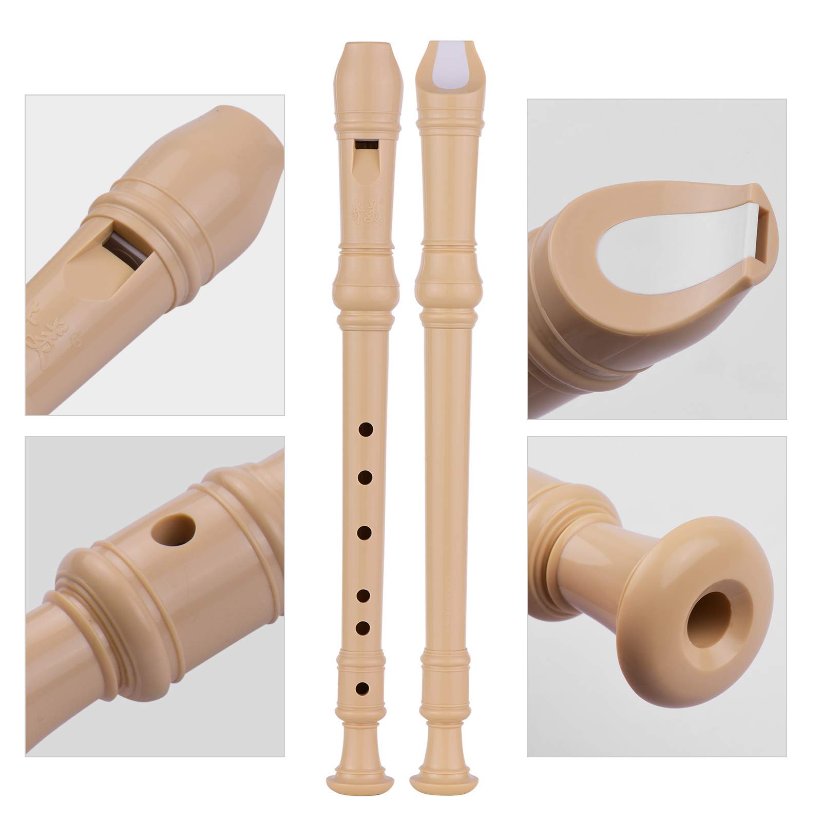 Ubersweet® Imported QI MEI 6-Hole German Style Descant Recorder Flute with Cleaning Rod Finger Rest Strap Cloth Storage Pouch_181673