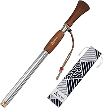 Fire Blowing Rod, For Camping, Fire Starters, Up To 32.3 inches (82 cm), Long, Telescopic, Compact, Bonfire Blaster, Natural Wood, Bellows, Stainless Steel, Wiping Rod, Brass Tip, For Camping,