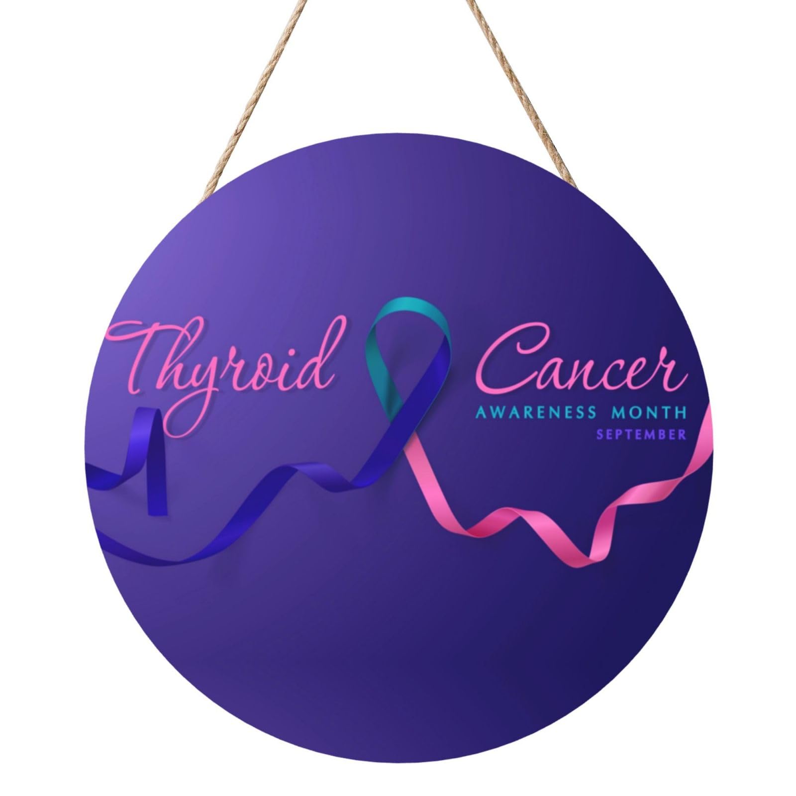 Thyroid Cancer Awareness Month Door Signs Plaques Wood Welcome Sign For Front Door Wall Hanging For Home Farmhouse Office Classroom Party Decoration