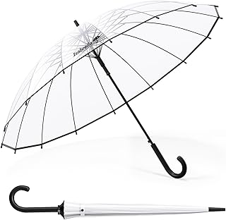 ISABRELLA Transparent Umbrella for Women-long white Dome Umbrella 120CM Coverage Windproof Automatic Transparent Golf Umbr... Price In India