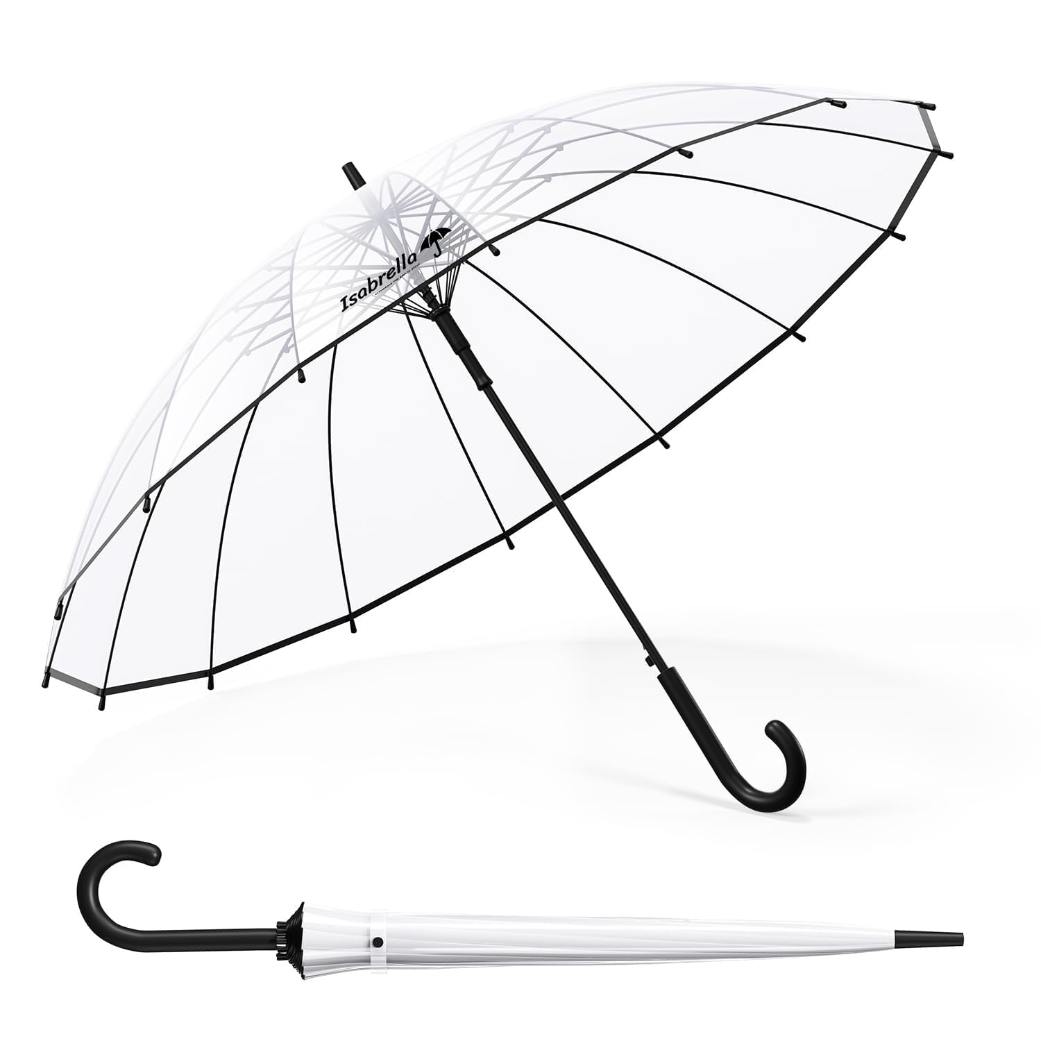 ISABRELLA Transparent Umbrella for Women-long white Dome Umbrella 120CM Coverage Windproof Automatic Transparent Golf Umbr... - Review, Price and Buying Guide