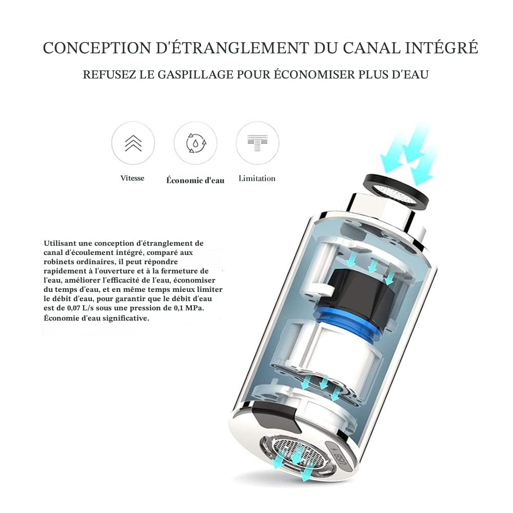 Mitigeur Dévier de Cuisine, Robinet de Lavabo de Salle de Bain sans Contact à Capteur Automatique, Adaptateur de Capteur Infrarouge Intelligent Sensible, Robinet Mélangeur
