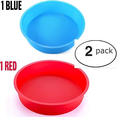 Miniatura 6 de Juego de 2 moldes redondos de silicona para tartas de 9 pulgadas, redondos de 9.5 x 2.25 pulgadas, molde de silicona redondo de 9 pulgadas, rojo y