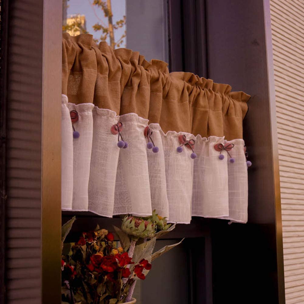 Media cortina de ventana corta con encaje para dormitorio y cocina