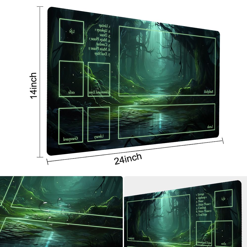 MTG - Tapete de juego con tamaño de zona de 61 x 35.6 cm, bolsas de almacenamiento gratuitas, parte trasera antideslizante, ideal para entusiastas de juegos de cartas Magic TCG (misterio)
