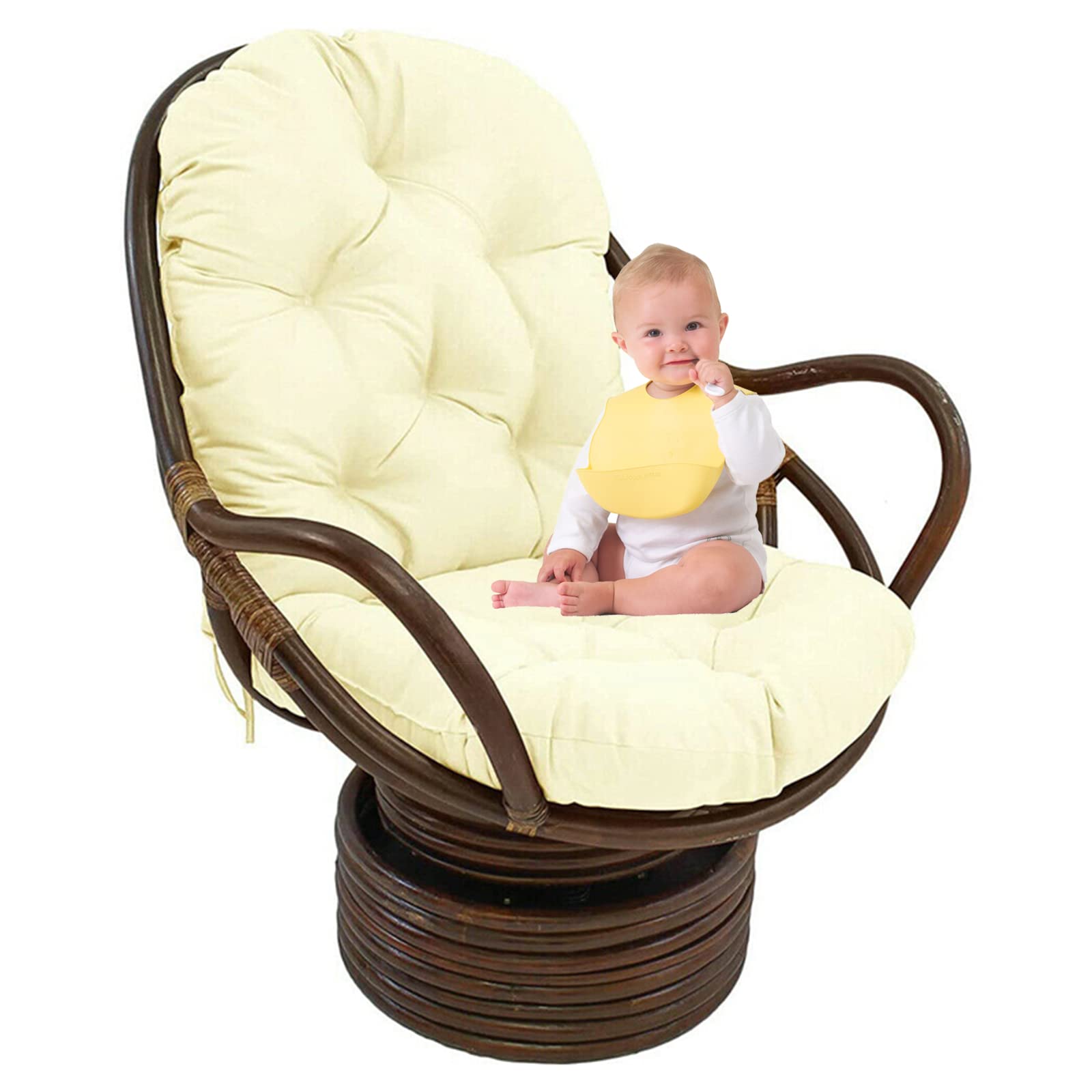 Fauteuil à bascule pivotant en rotin contre le mal de dos avec coussin moelleux