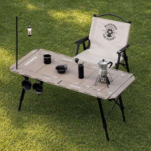 Grkod BLACKDOG 4.5U IGT Camping Table Folding Portable Camp Table Adjustable Height Aluminum Portable Table with Carry Bag for Outdoor Pictic Patio and Backyard 48.8 L x 22.8 W Desert Sand
