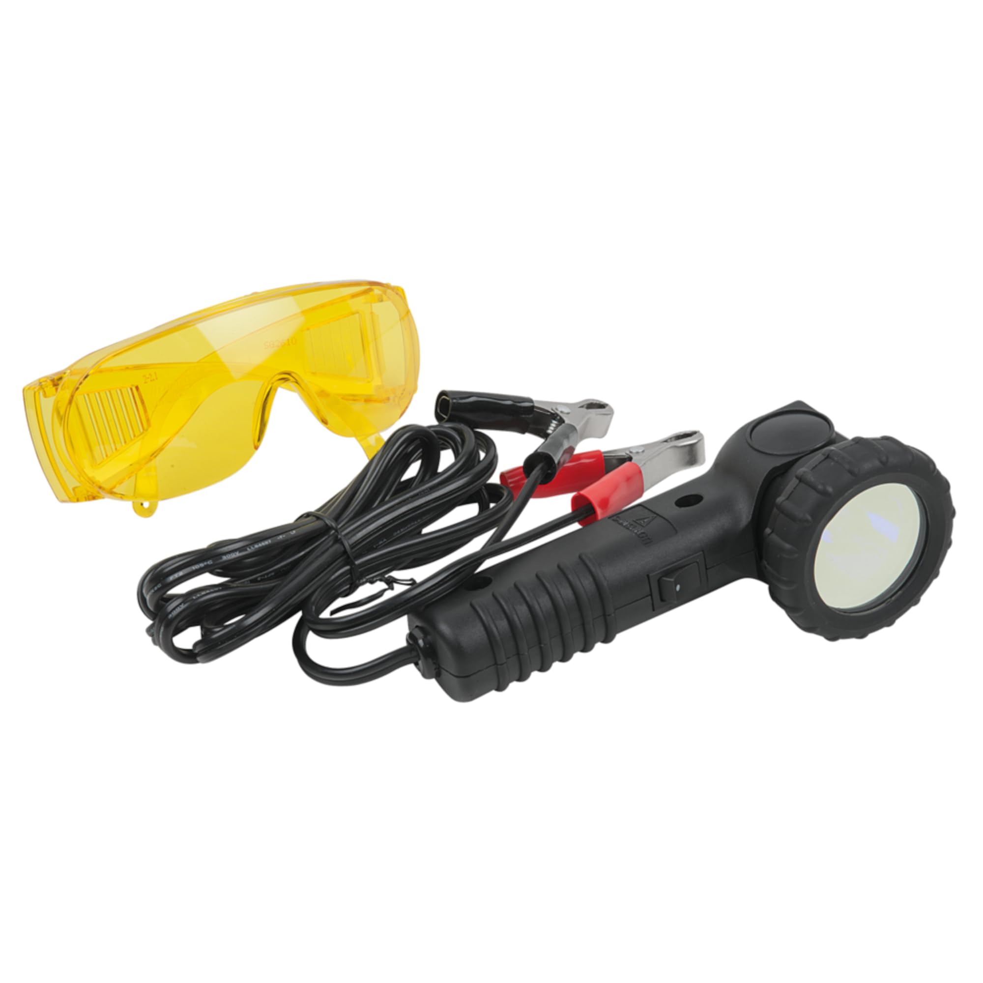 3S SuperSamaStore UV-Lampe zur Lecksuche, UV-Taschenlampe für Leckmittel mit Schutzbrille und Stromklemmen, Ultraviolettlampe für Klima- und Kälteanlagen, 12V