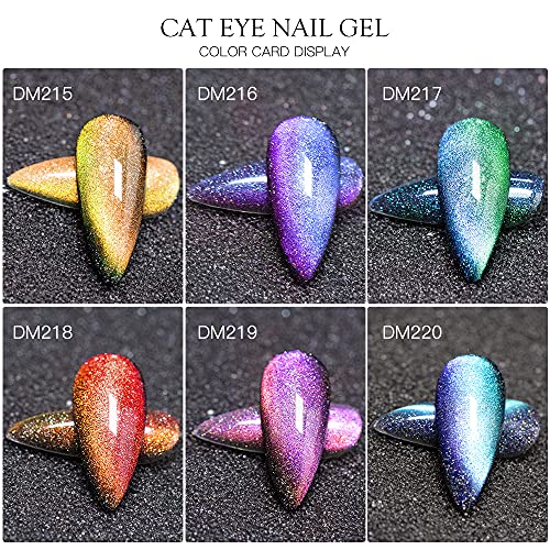 MTSSII Cat Eye Gel Set, UV Nagellack Magnetisch Set, Gel Nagellack Magnet Shellac Set, 6 Farben Glitzer Galaxie Gel… – Bild 6