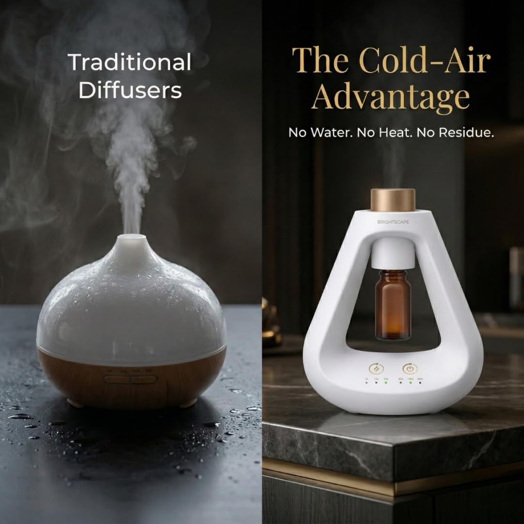 Apex - Difusor de aceites esenciales sin agua, difusor de aromaterapia nebulizante de aire frío para el hogar y la oficina, sin agua, sin calor, sin residuos, 9 ajustes de aroma de