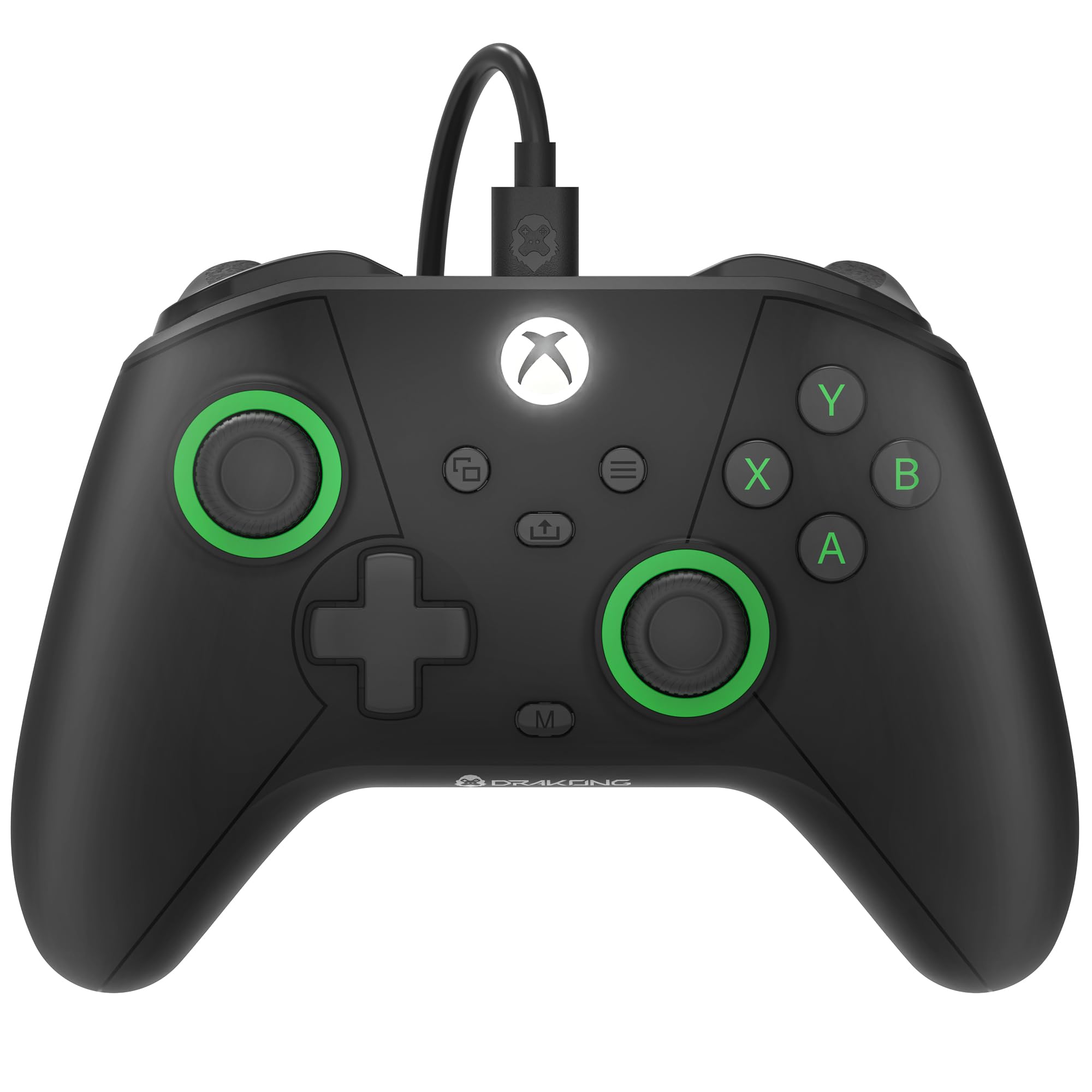 drakong the challenger wired hall effect controller for xbox series x/s, xbox one & pc, usb-c gamepad no stick drift, low latency 250hz, programmable back buttons, aux headset jack - black