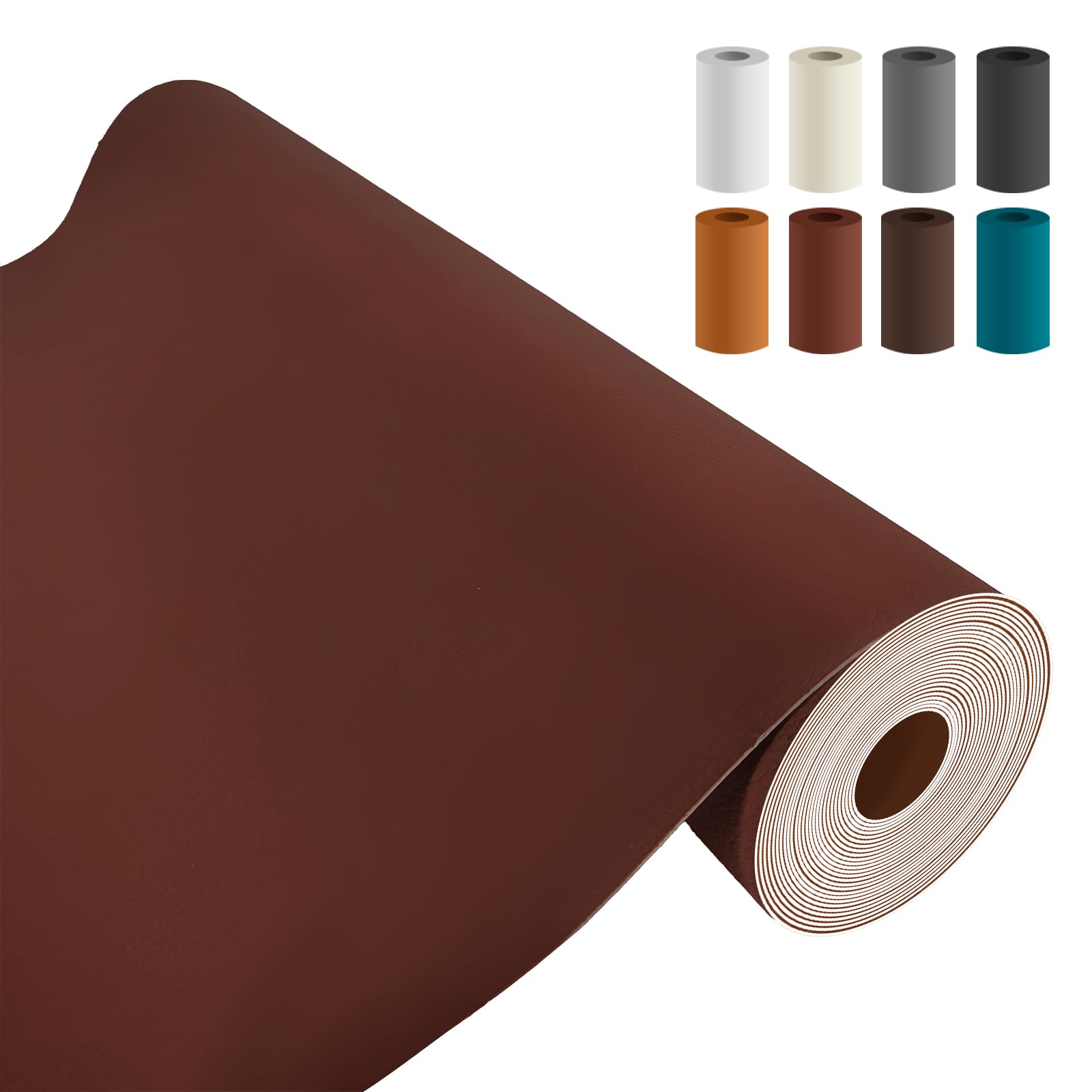Parche de reparación de cuero autoadhesivo de 17 x 158 pulgadas, cinta de reparación de cuero grande para sofás, muebles, asientos de coche, armarios, sofás y bolsos (marrón oscuro, 17 x