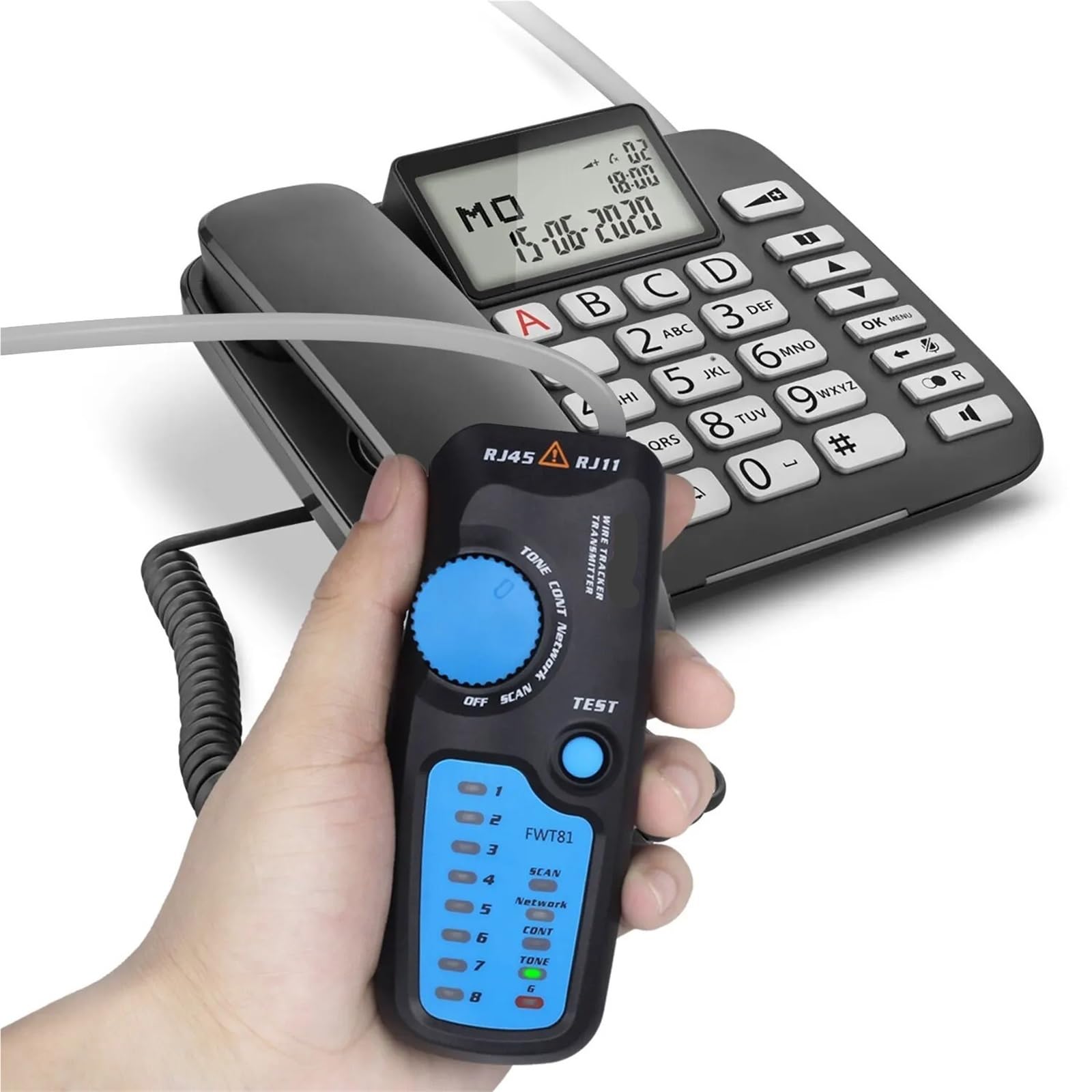 Tester Sieci, Lokalizator kabli sieciowych Detecteur FWT81 RJ11/45 Lan Ethernet Tester przewodów telefonicznych Narzędzie telekomunikacyjne Praca pod napięciem 48 V