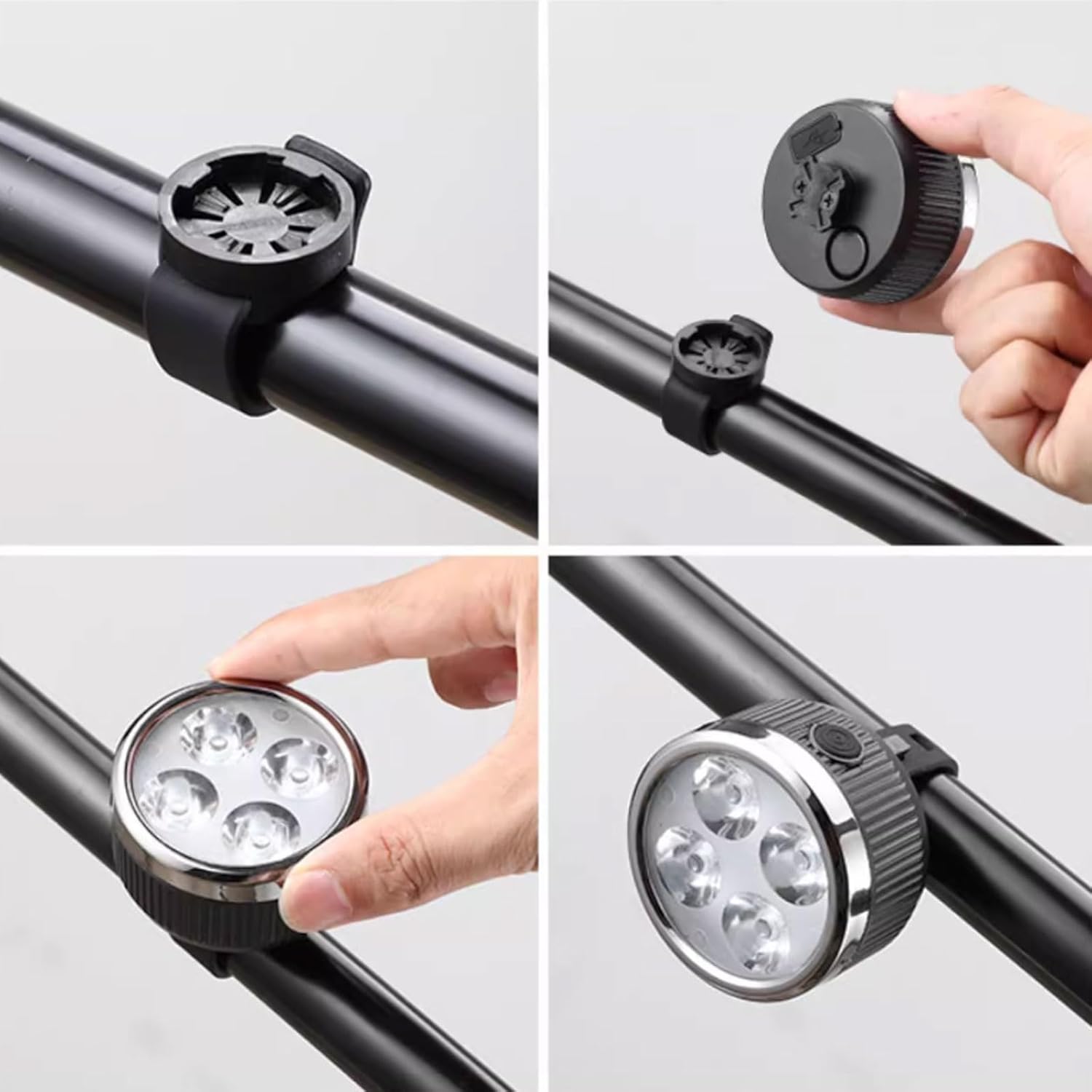 Compact Plastic Bicycle Bell Road Bike Headlight Bell Mini Super Loud Rechargeable Horn Night Riding Equipment Multifunctional Easy Installation