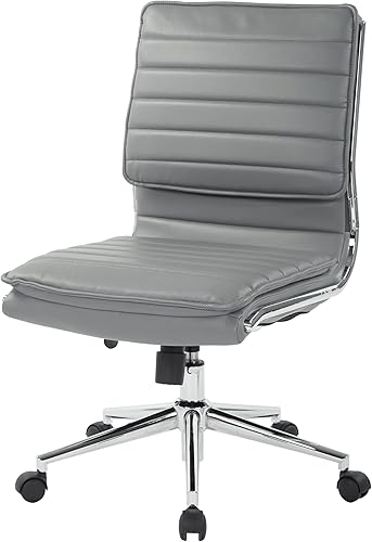 Miniatura 7 de Office Star SPX - Silla de oficina de gerente de piel sintética sin brazos y respaldo medio con base cromada, color carbón