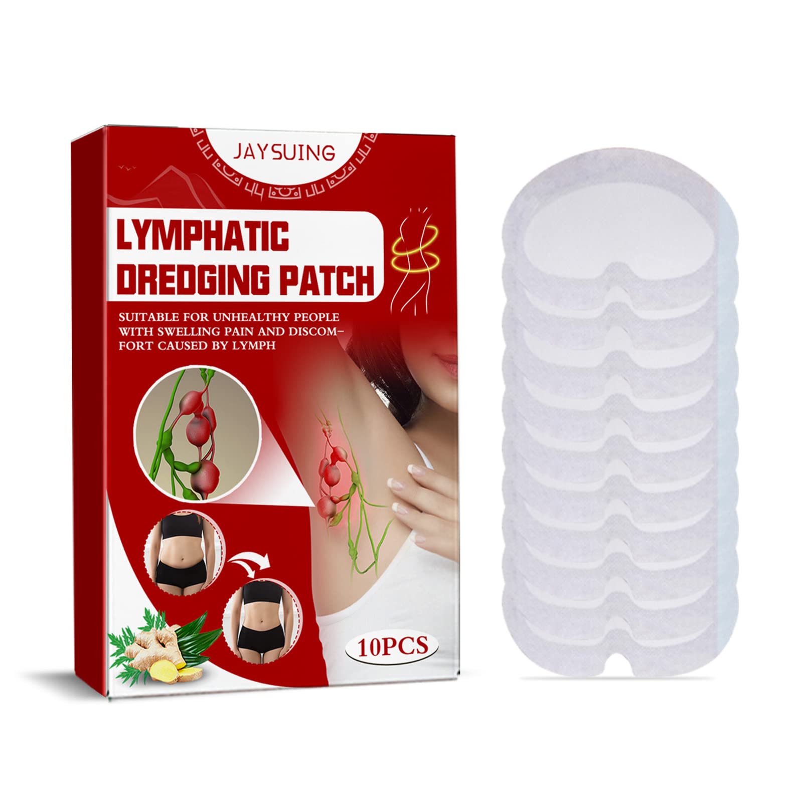 Ketsicart 10Pcs Underarm Neck Lymphatic Dredging Patches Herbal Extr Expel Toxin Relieve Swelling Sculpt Body-