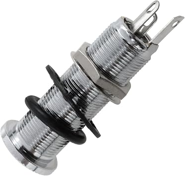 1/4 "Jack Brass In-line Ribbed Tube Electric Guitar Bass Barrel Jack Guitar Stereo Input Socket Jack With 3 Pins Silver 1pcs
