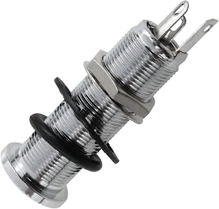 1/4 "Jack Brass In-line Ribbed Tube Electric Guitar Bass Barrel Jack Guitar Stereo Input Socket Jack With 3 Pins Silver 1pcs
