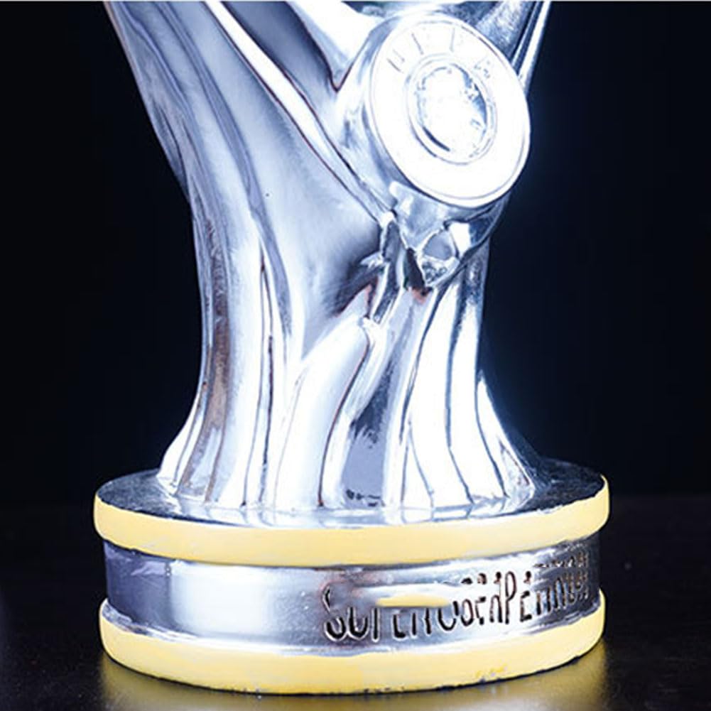 Europäischer Fußball-Supercup Pokal – Silberne Harztrophäe Exquisite Nachbildung für Meisterschaften Perfekt für Sammler und Fußballfans Hochwertige Deko,20cm*44cm