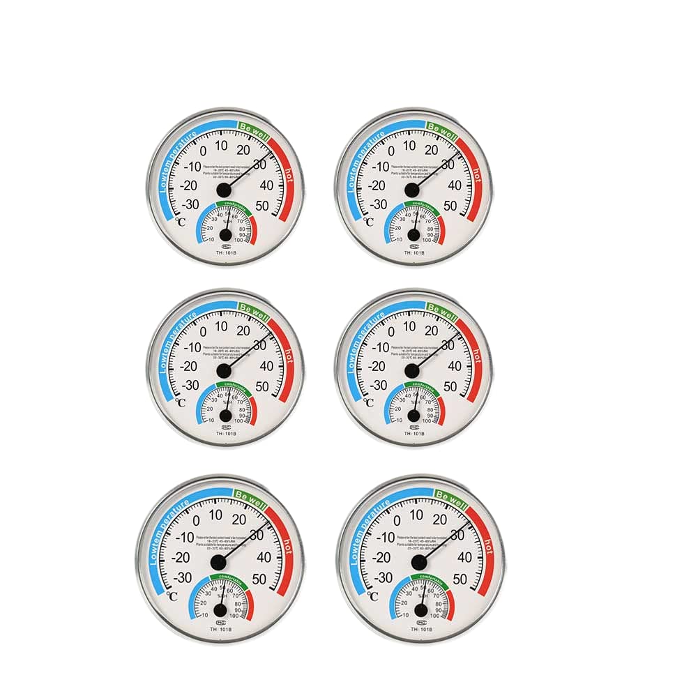 RANRAO Igrometro di temperatura 6Pcs Igrometro, termometro interno igrometro termo analogico umidità ambiente climatizzatore interno