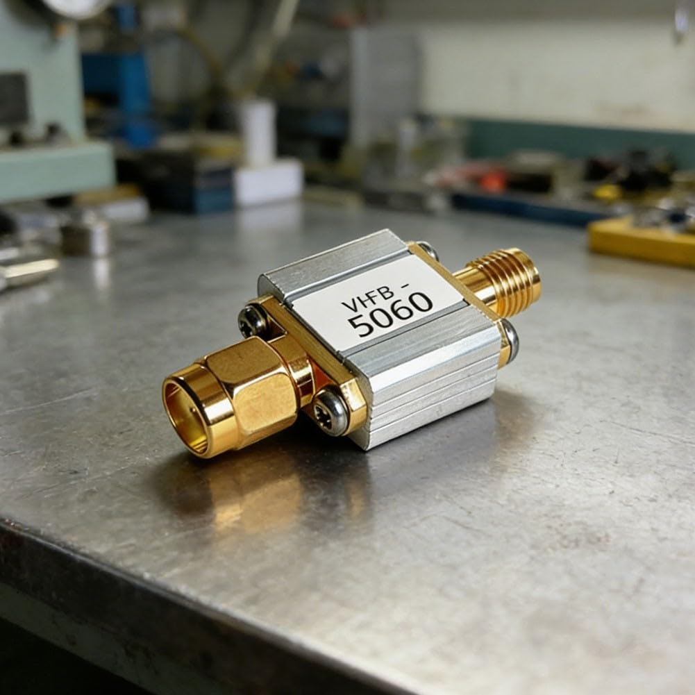 Filtro passa-banda 5.8 GHz 4900-6100 MHz con spina/presa SMA 5 W di potenza per UAV & Wireless Image Transmission, argento