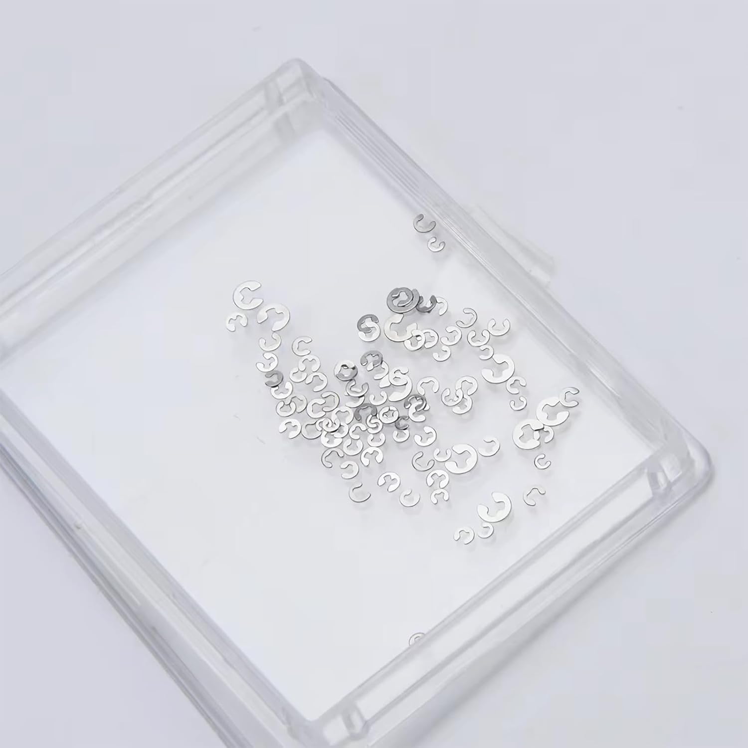 90pcs Watch Ring Clip C Clips E Clip, 9sizes 1.5-4mm External Retaining Rings, Snap Ring Assortment Kit, for Chronograph, Watch Pusher Button and Other Shafts