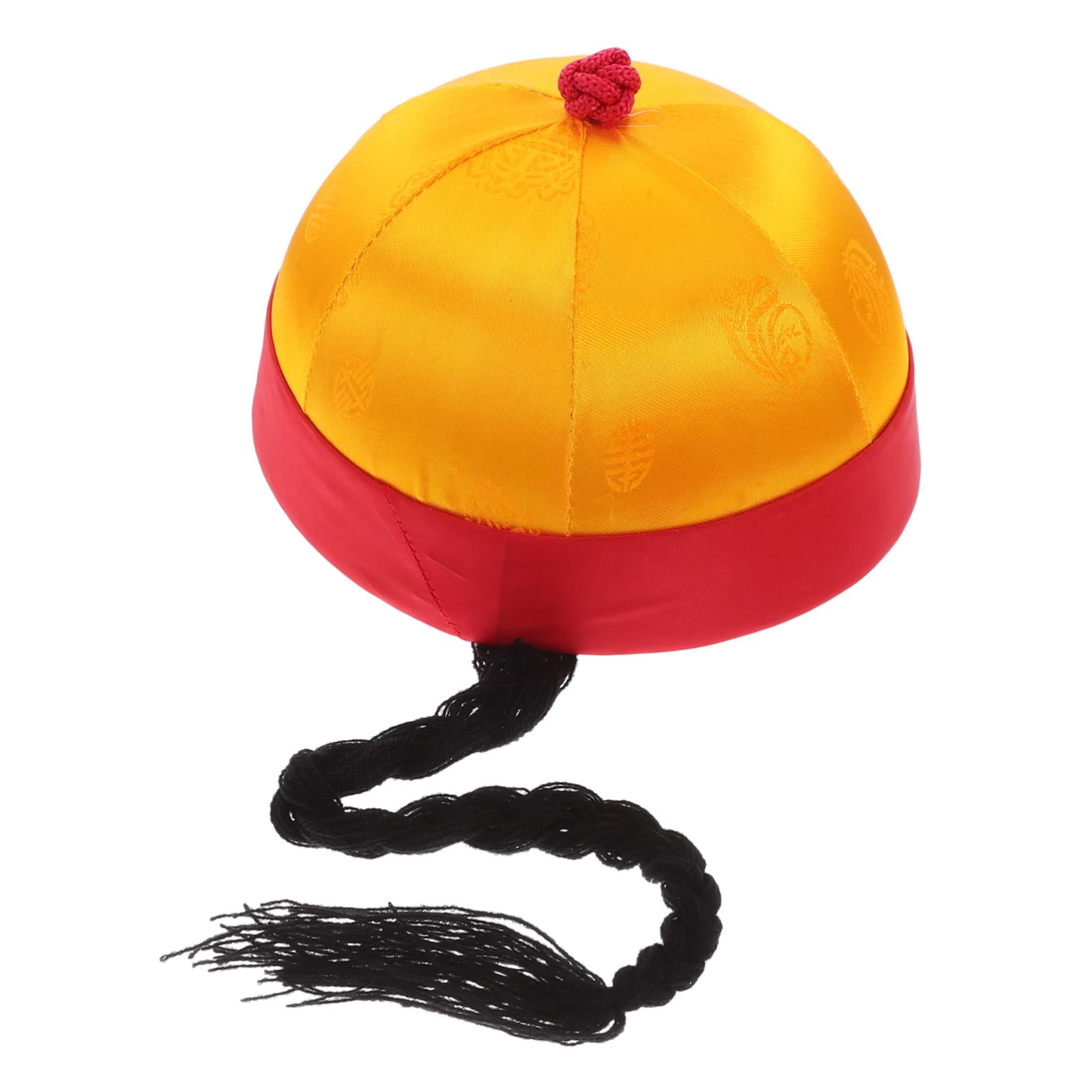 JECOMPRIS Ancient Chinese Costume Hat Brocade Braids Ponytail Qing Dynasty Prop for Boys and Girls Party Cosplay